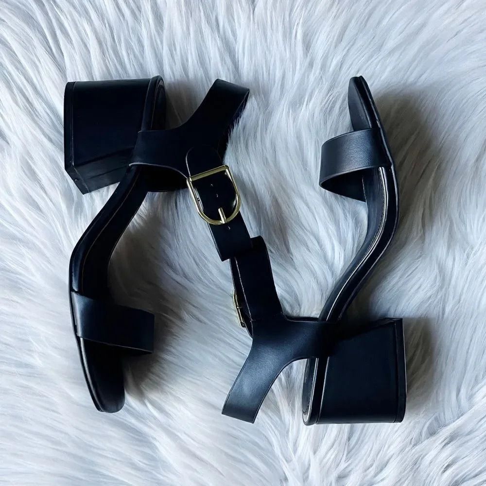 Qupid Katen - 46 Buckle Chunky Heels Black Size 7.5 - Picture 2 of 6